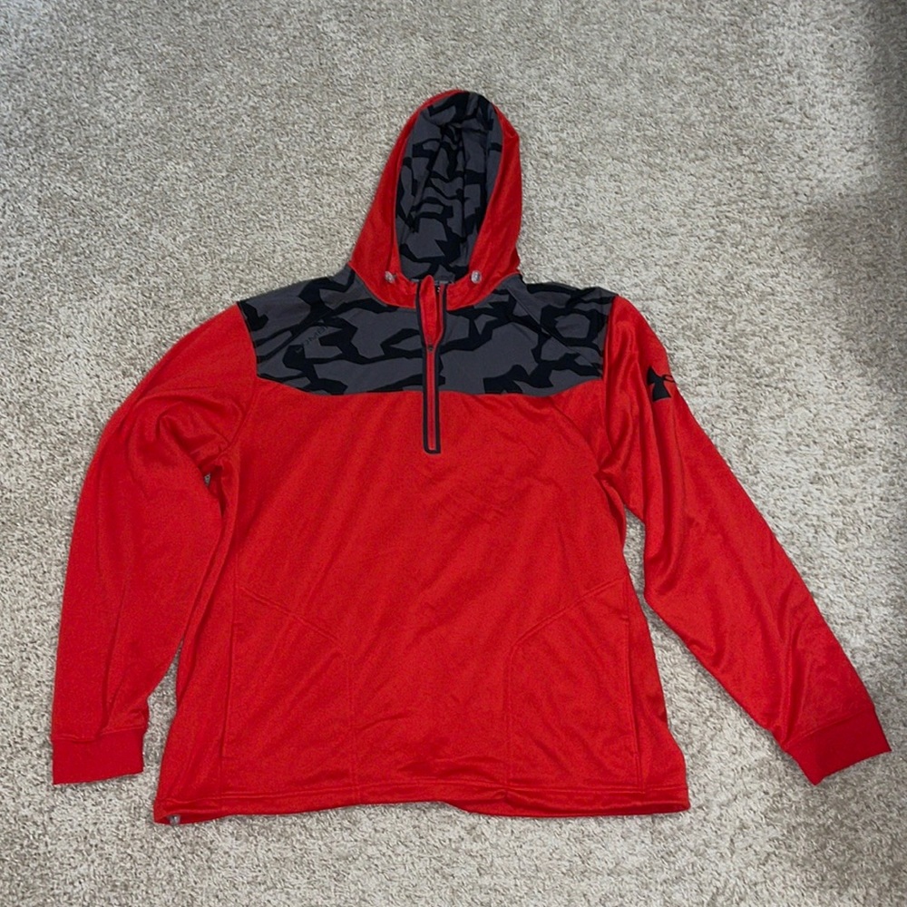 EUC Red Under Armour 1249929 Combine/Black Camo Lightweight Jacket Size XXL